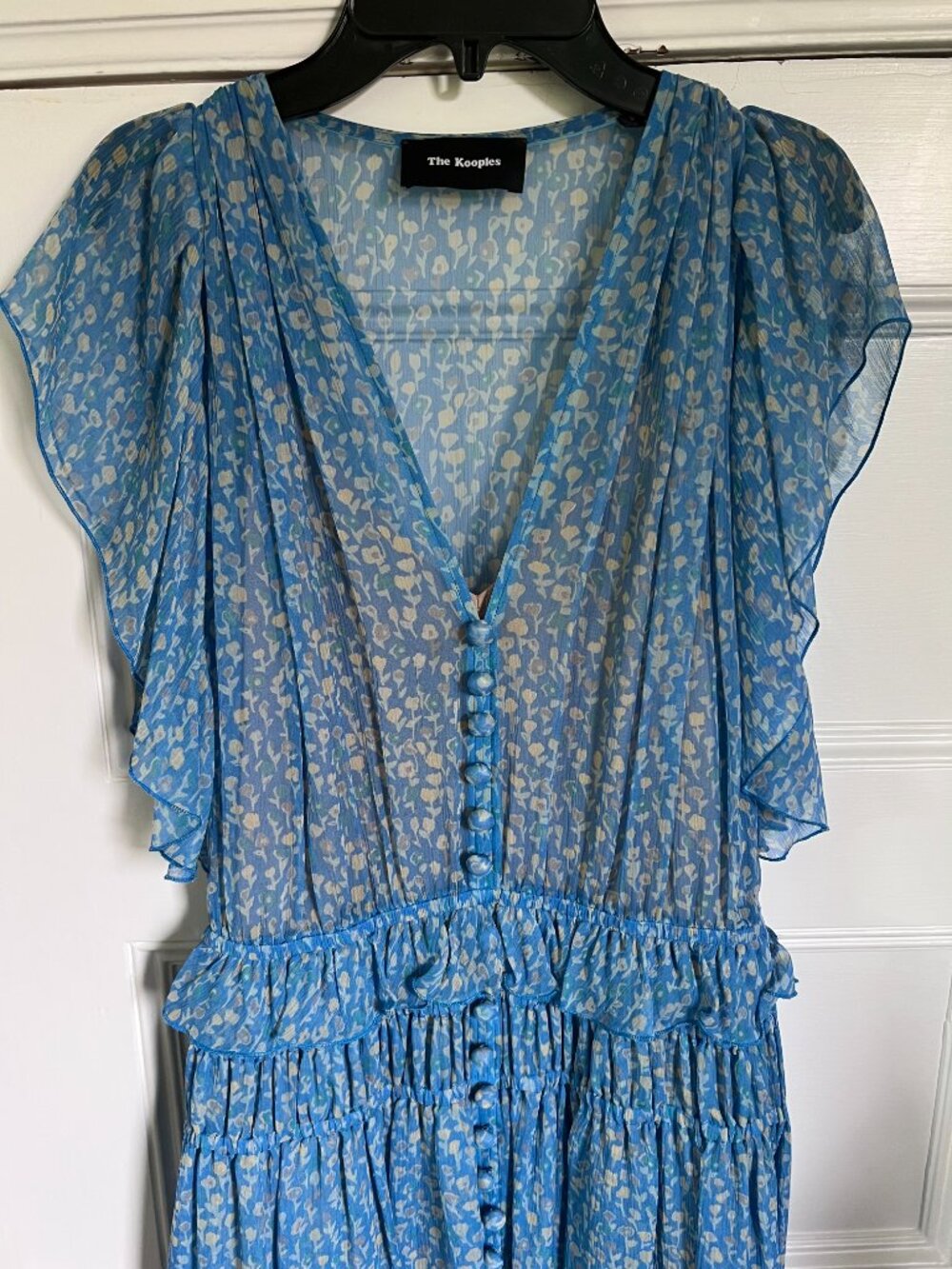 The Kooples Blue Lagoon Print Silk Muslin Dress - Picture 6 of 12